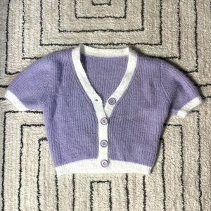 Purple Cropped Cardigan